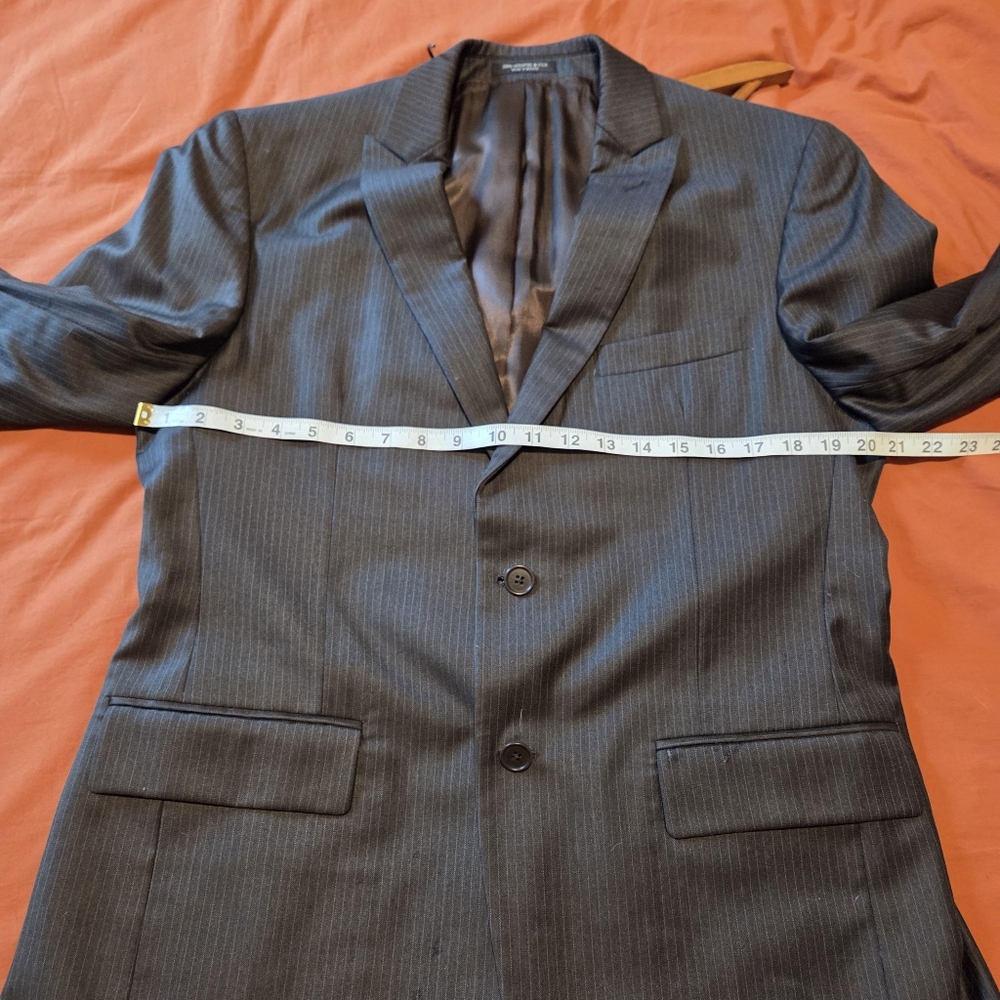 John Varvatos Star USA Brown Pinstripe Wool Bowery Suit Men's 40S 33" Waist - Picture 8 of 16